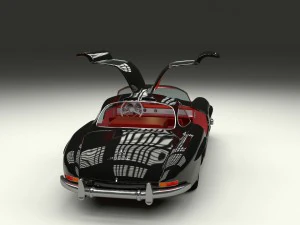 rigged mercedes 300sl gullwing with interior hdri 3D Model