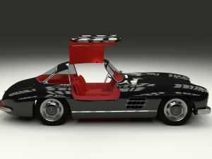 rigged mercedes 300sl gullwing with interior hdri 3D 模型