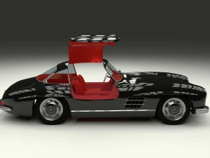rigged mercedes 300sl gullwing with interior hdri 3D Model