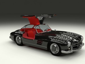 rigged mercedes 300sl gullwing with interior hdri 3D 模型