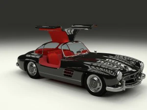 rigged mercedes 300sl gullwing with interior hdri 3D Model