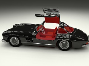 rigged mercedes 300sl gullwing with interior hdri 3D 模型