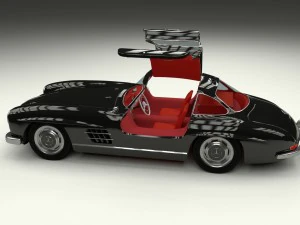 rigged mercedes 300sl gullwing with interior hdri 3D Model