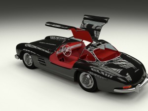 rigged mercedes 300sl gullwing with interior hdri 3D 模型