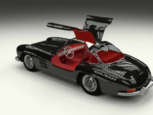 rigged mercedes 300sl gullwing with interior hdri 3D Model