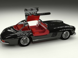 rigged mercedes 300sl gullwing with interior hdri 3D 模型