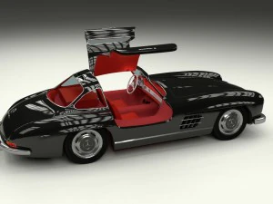 rigged mercedes 300sl gullwing with interior hdri 3D Model