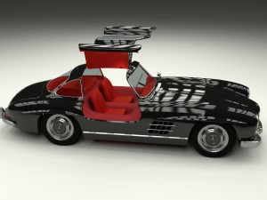 rigged mercedes 300sl gullwing with interior hdri 3D 模型