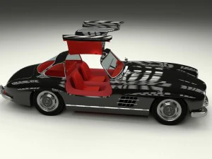 rigged mercedes 300sl gullwing with interior hdri 3D Model