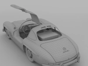 rigged mercedes 300sl gullwing with interior hdri 3D Model