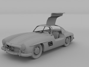 rigged mercedes 300sl gullwing with interior hdri 3D 模型