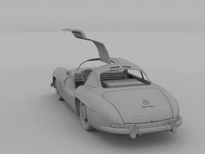rigged mercedes 300sl gullwing with interior hdri 3D Model