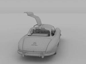 rigged mercedes 300sl gullwing with interior hdri 3D Model