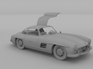 rigged mercedes 300sl gullwing with interior hdri 3D 模型