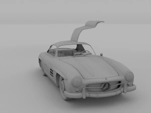 rigged mercedes 300sl gullwing with interior hdri 3D Model