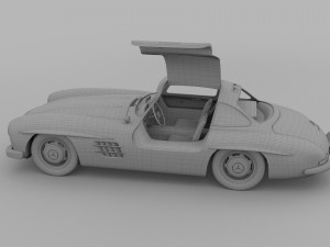 rigged mercedes 300sl gullwing with interior hdri 3D 模型