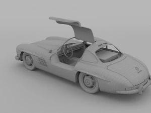rigged mercedes 300sl gullwing with interior hdri 3D Model