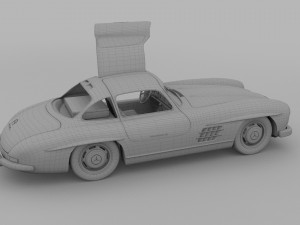 rigged mercedes 300sl gullwing with interior hdri 3D 模型