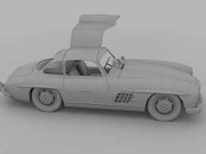 rigged mercedes 300sl gullwing with interior hdri 3D Model