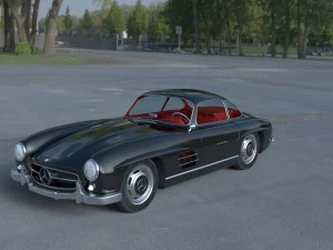 rigged mercedes 300sl gullwing with interior hdri 3D Model