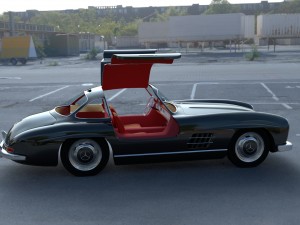 rigged mercedes 300sl gullwing with interior hdri 3D 模型