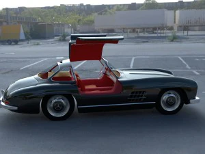 rigged mercedes 300sl gullwing with interior hdri 3D Model