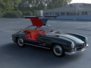 rigged mercedes 300sl gullwing with interior hdri 3D 模型
