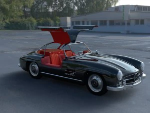 rigged mercedes 300sl gullwing with interior hdri 3D Model
