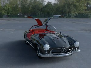 rigged mercedes 300sl gullwing with interior hdri 3D Model