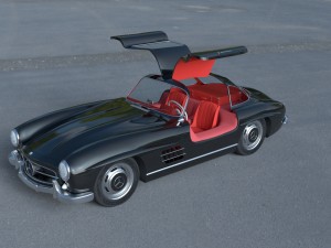 rigged mercedes 300sl gullwing with interior hdri 3D 模型