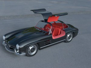 rigged mercedes 300sl gullwing with interior hdri 3D Model