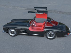 rigged mercedes 300sl gullwing with interior hdri 3D 模型