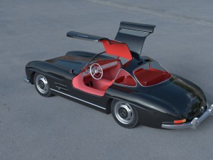 rigged mercedes 300sl gullwing with interior hdri 3D 模型
