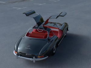 rigged mercedes 300sl gullwing with interior hdri 3D 模型