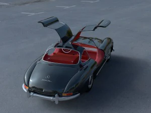 rigged mercedes 300sl gullwing with interior hdri 3D Model