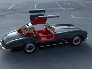 rigged mercedes 300sl gullwing with interior hdri 3D Model