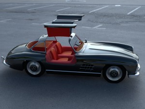 rigged mercedes 300sl gullwing with interior hdri 3D 模型