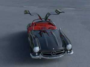 rigged mercedes 300sl gullwing with interior hdri 3D Model