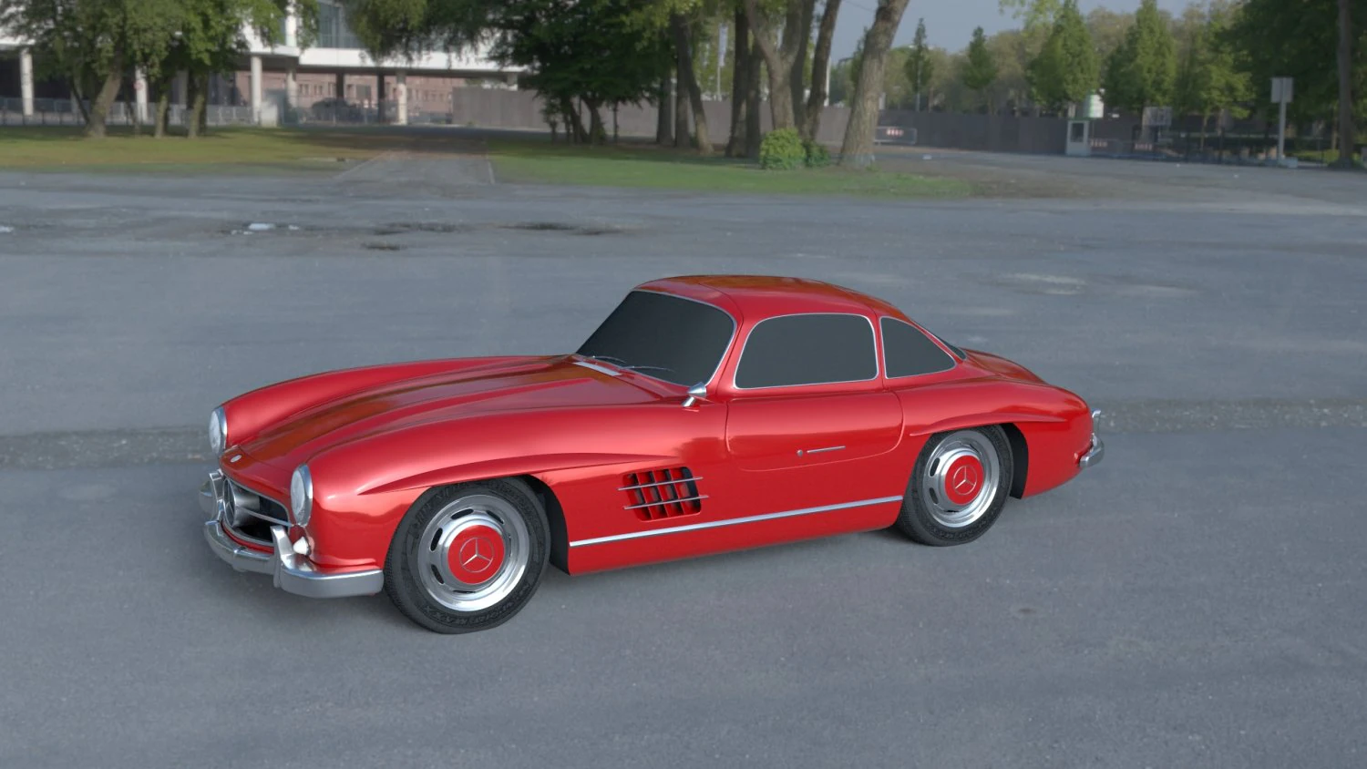 rigged mercedes 300sl w198 hdri 3D Model .c4d .max .obj .3ds .fbx .stl .blend 
