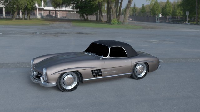 mercedes 300sl roadster top up hdri Model 3D .c4d .max .obj .3ds .fbx .stl .blend 