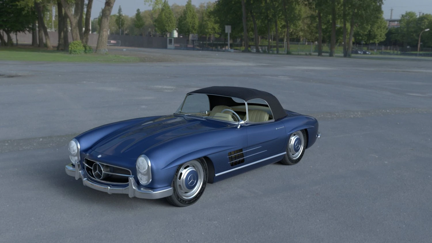 mercedes 300sl roadster top hdri 3D Model .c4d .max .obj .3ds .fbx .stl .blend 