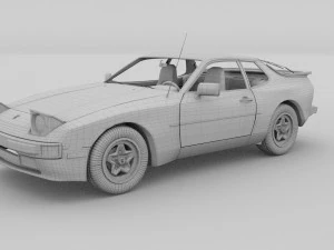 early porsche 944 with interior hdri 3D Model