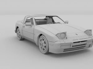 porsche 944 cabriolet with interior hdri 3D Model