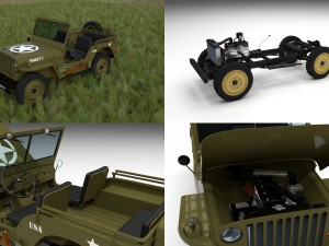 full w chassis jeep willys mb military hdri 3D Model