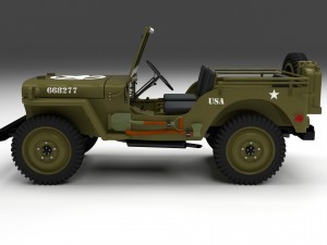 full w chassis jeep willys mb military hdri 3D मॉडल
