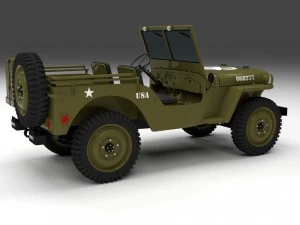 full w chassis jeep willys mb military hdri 3D Model