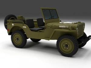 full w chassis jeep willys mb military hdri 3D Model