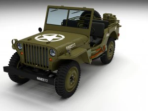 full w chassis jeep willys mb military hdri 3D Model