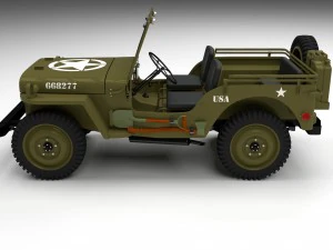 full w chassis jeep willys mb military hdri 3D Model