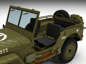 full w chassis jeep willys mb military hdri 3D मॉडल